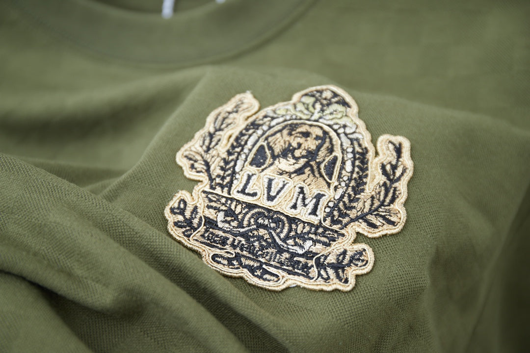 250513 New checkered jacquard crown embroidered T-shirt