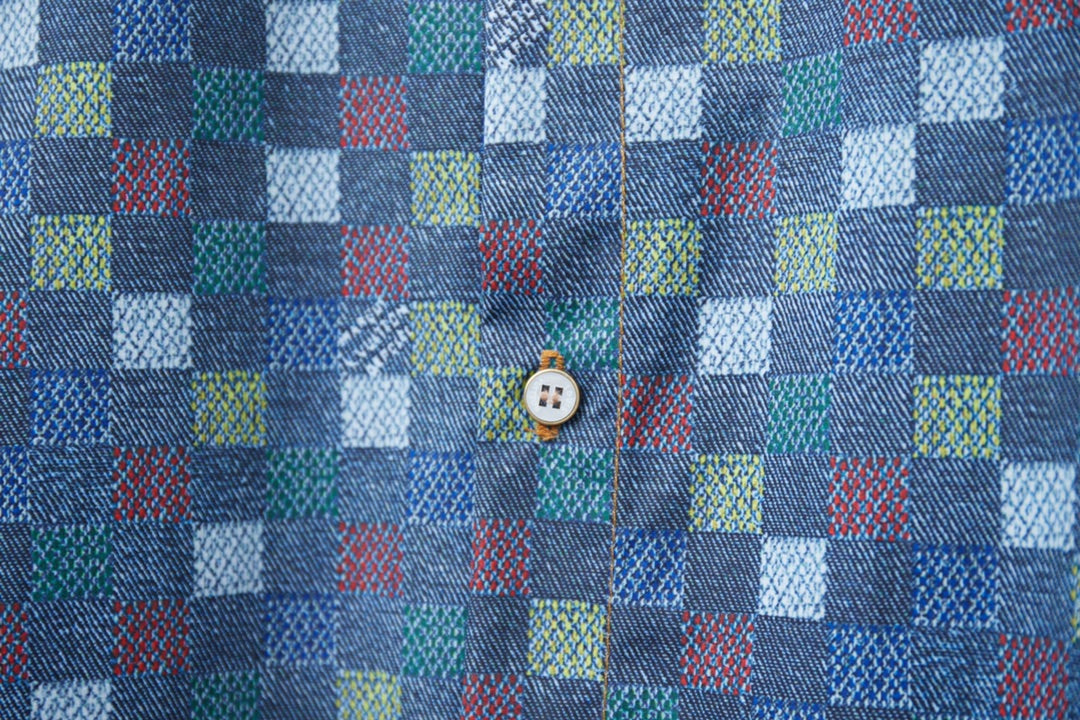 250520 New high-quality checkered Mosaic denim shirt