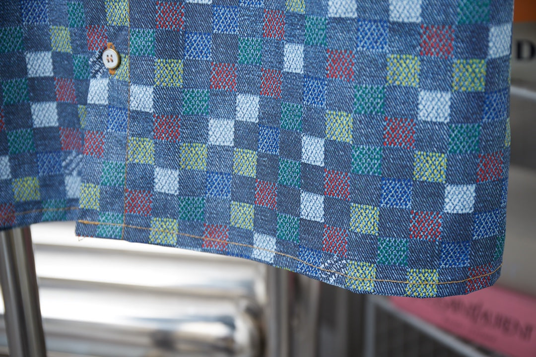 250520 New high-quality checkered Mosaic denim shirt