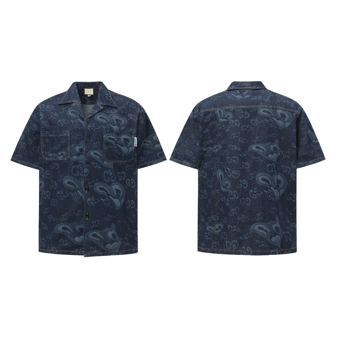 250520 New heart-shaped jacquard denim shirt