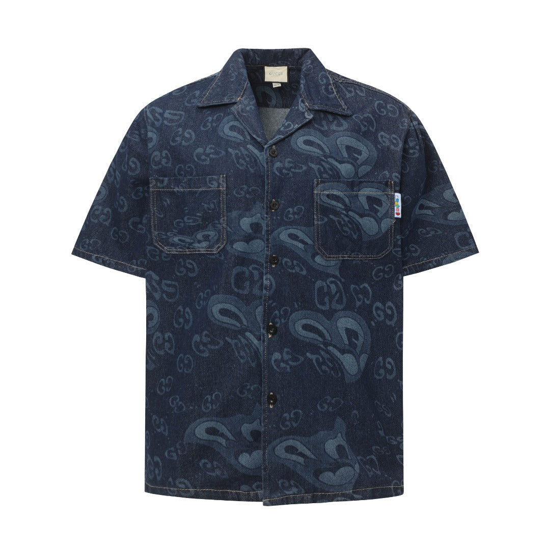250520 New heart-shaped jacquard denim shirt