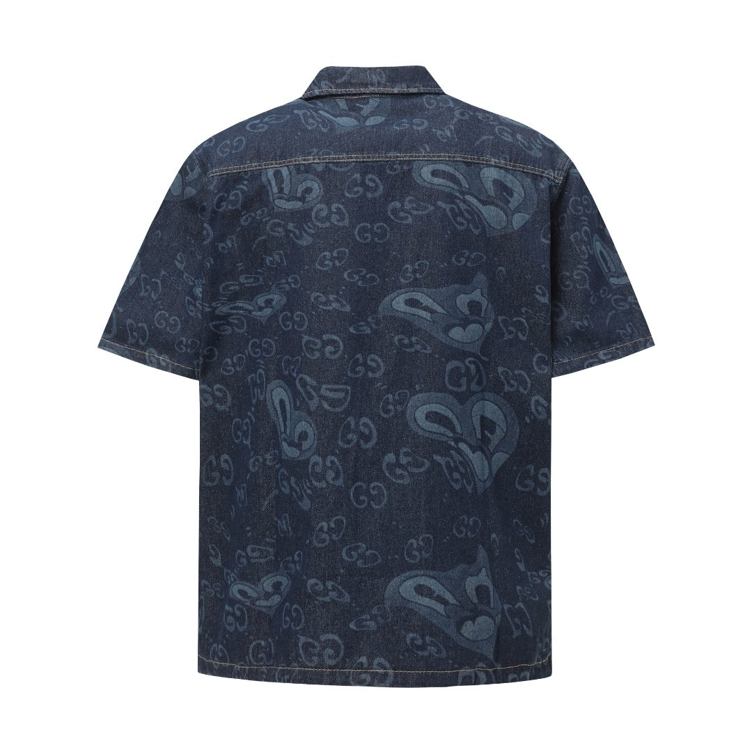 250520 New heart-shaped jacquard denim shirt