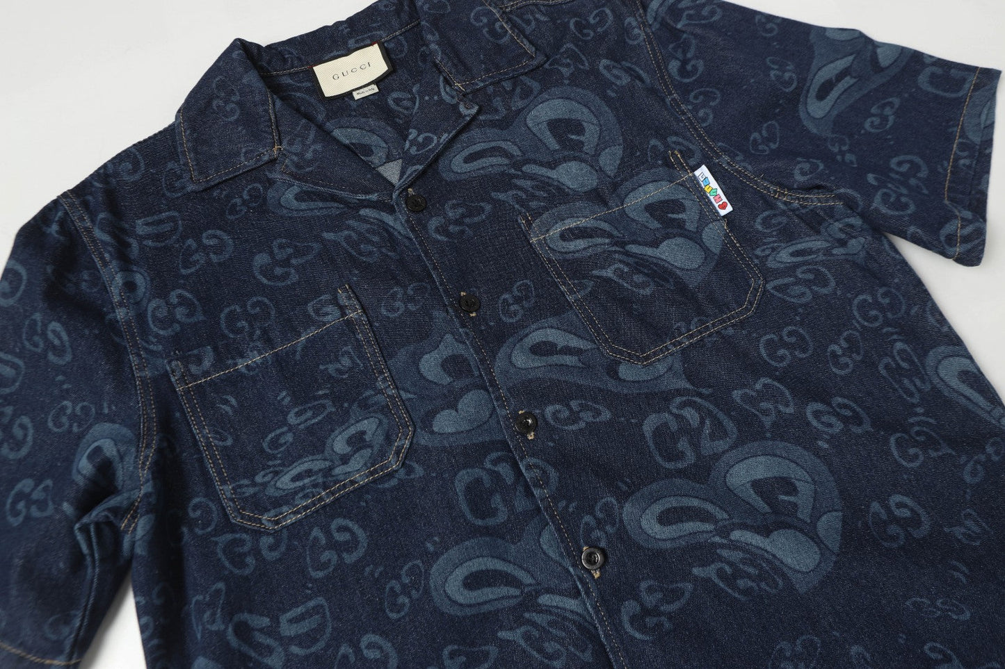 250520 New heart-shaped jacquard denim shirt