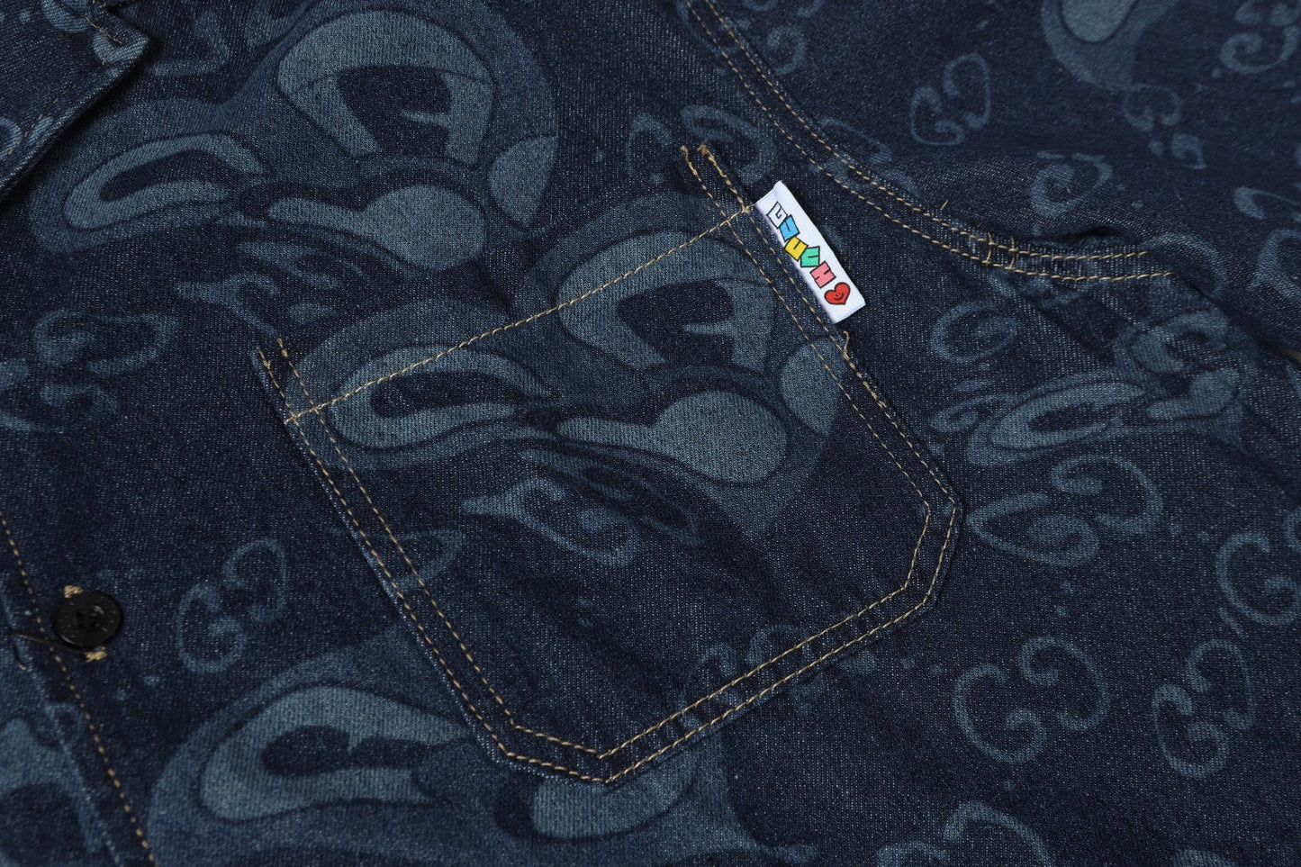 250520 New heart-shaped jacquard denim shirt