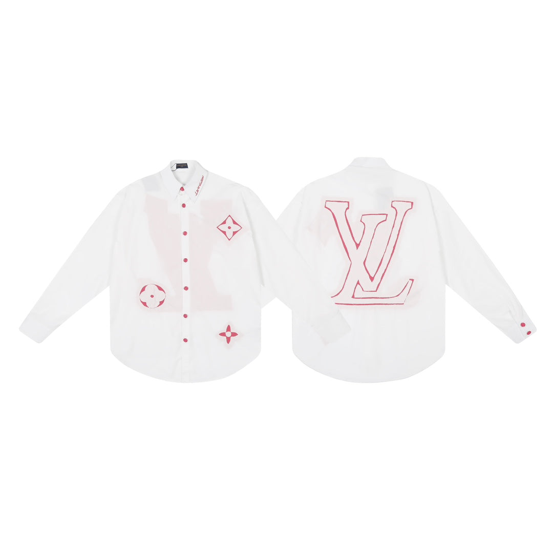 250520 New flower-cut patterned color-blocking encrypted satin shirt