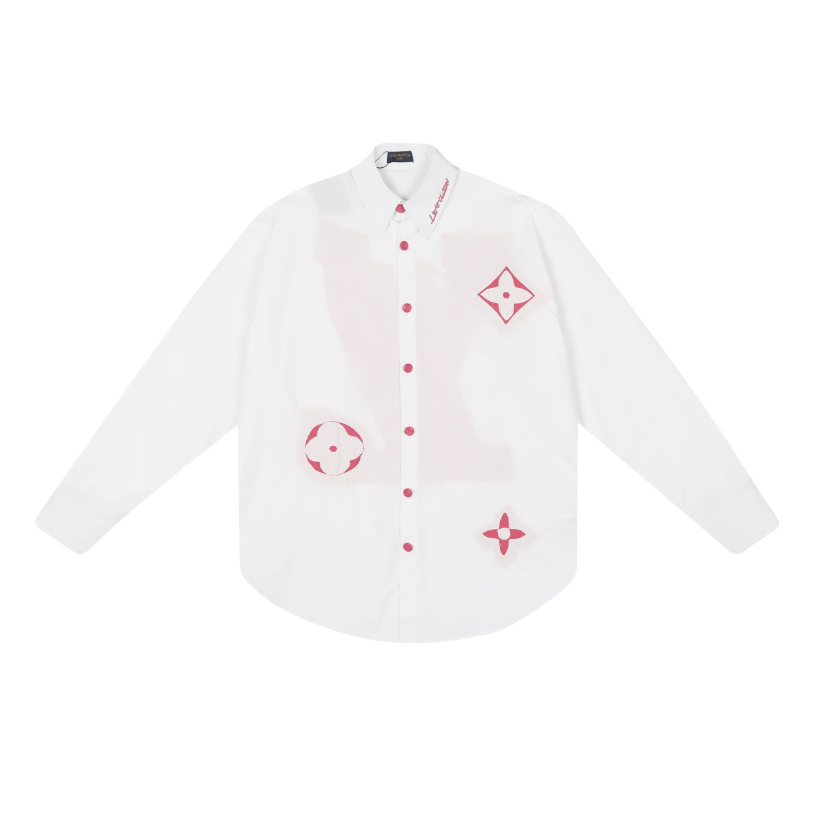 250520 New flower-cut patterned color-blocking encrypted satin shirt