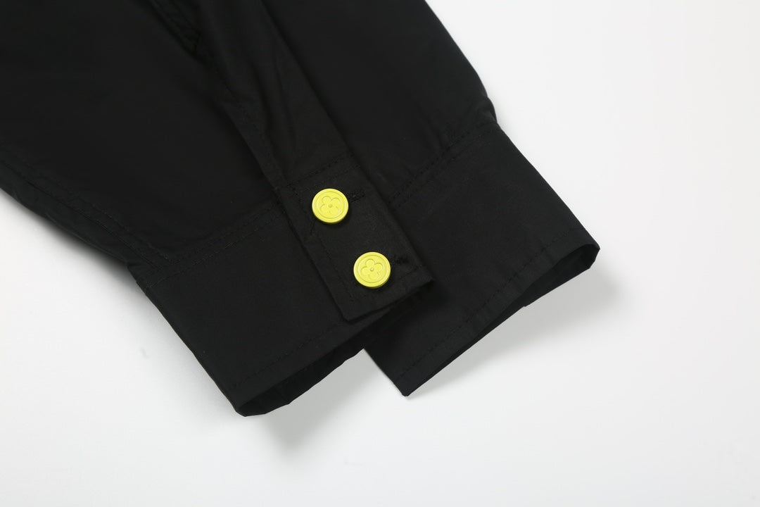 250520 New flower-cut patterned color-blocking encrypted satin shirt