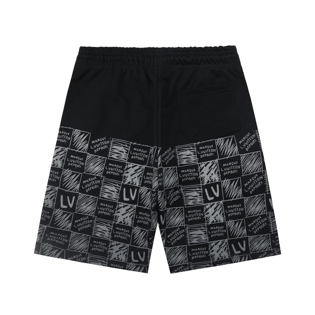 250520 New high-quality direct-spray checkered letter shorts