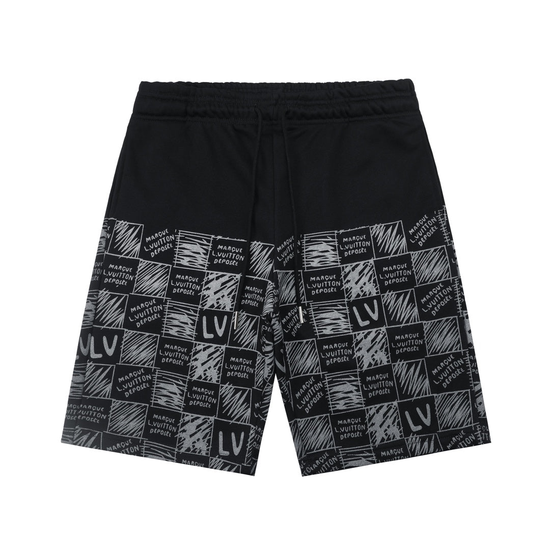 250520 New high-quality direct-spray checkered letter shorts