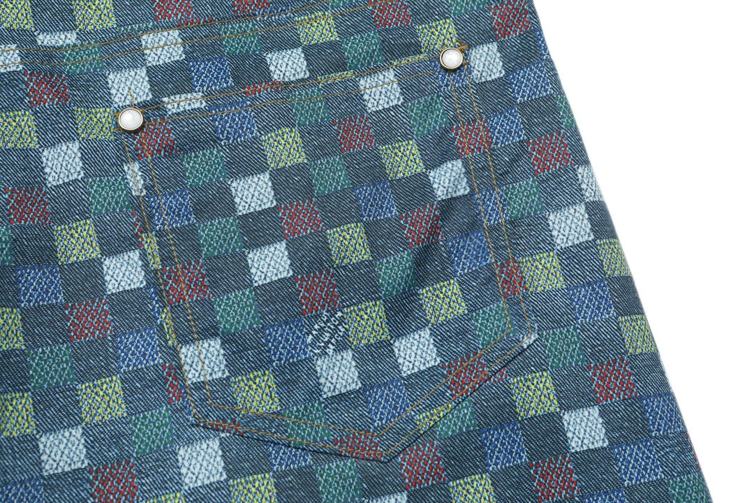 250520 New Mosaic colored checkered jacquard shorts