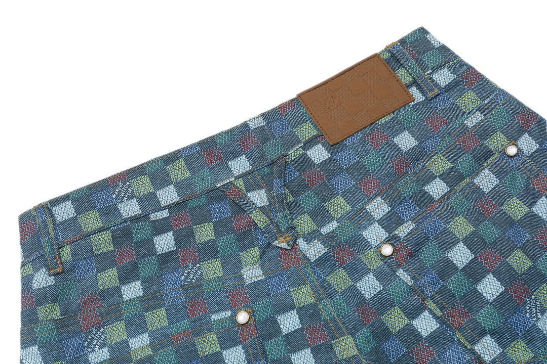 250520 New Mosaic colored checkered jacquard shorts