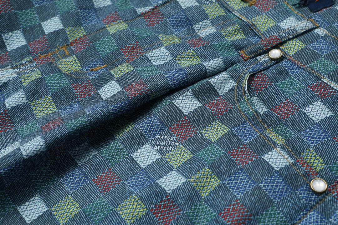 250520 New Mosaic colored checkered jacquard shorts