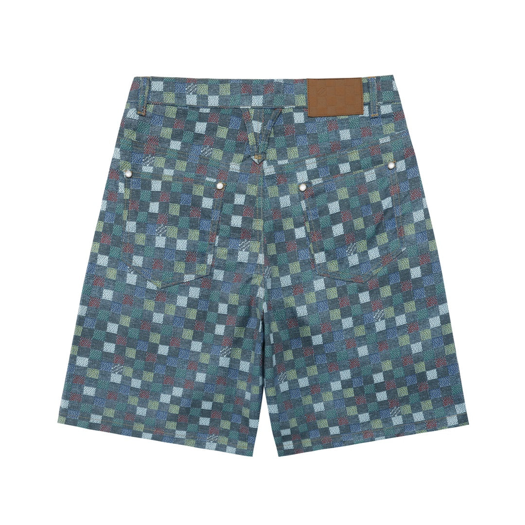 250520 New Mosaic colored checkered jacquard shorts