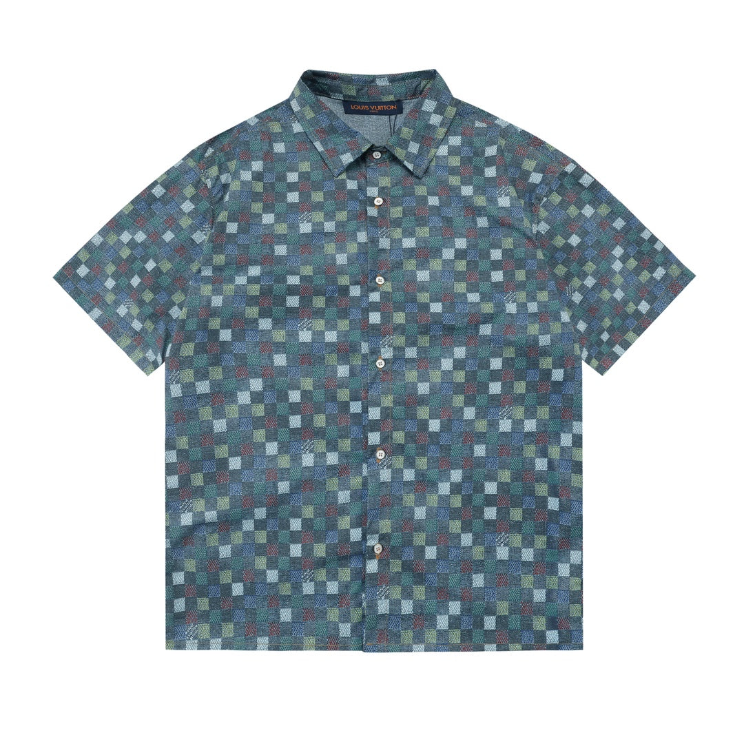 250520 New Mosaic color checkered jacquard T-shirt