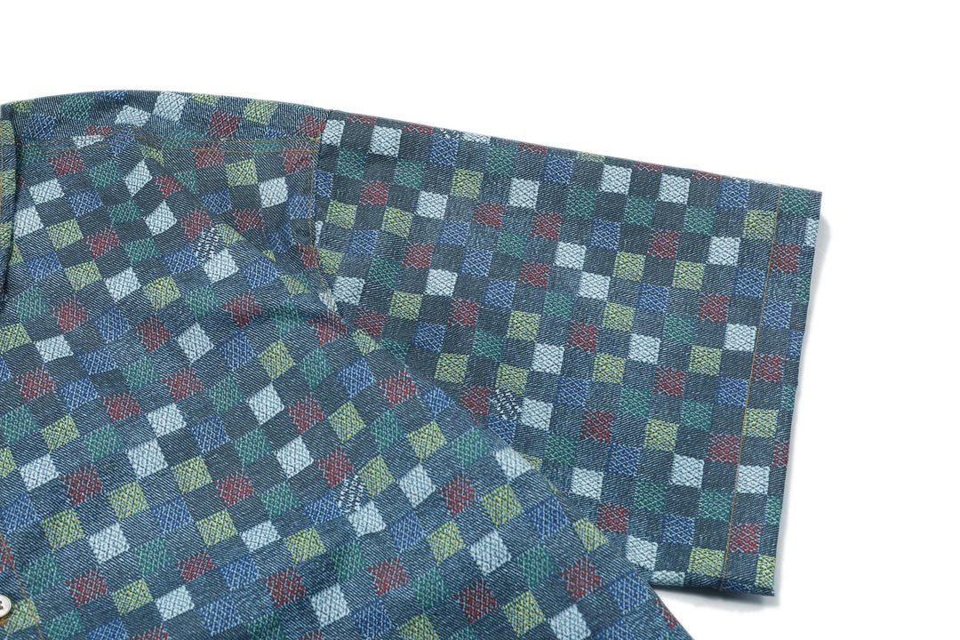 250520 New Mosaic color checkered jacquard T-shirt