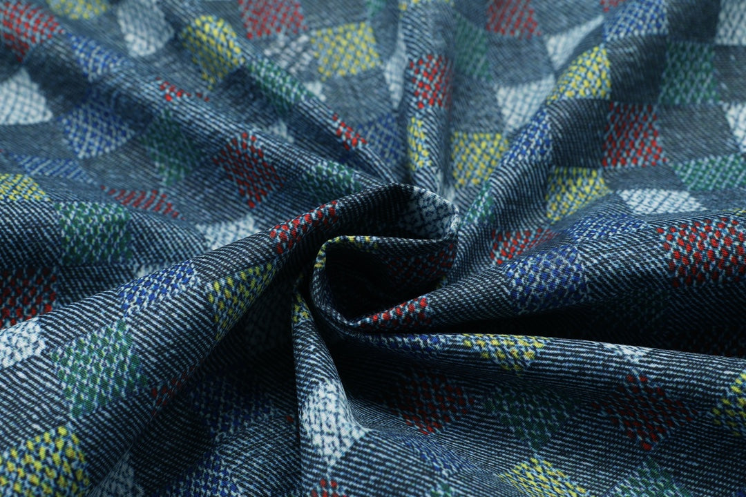 250520 New Mosaic color checkered jacquard T-shirt