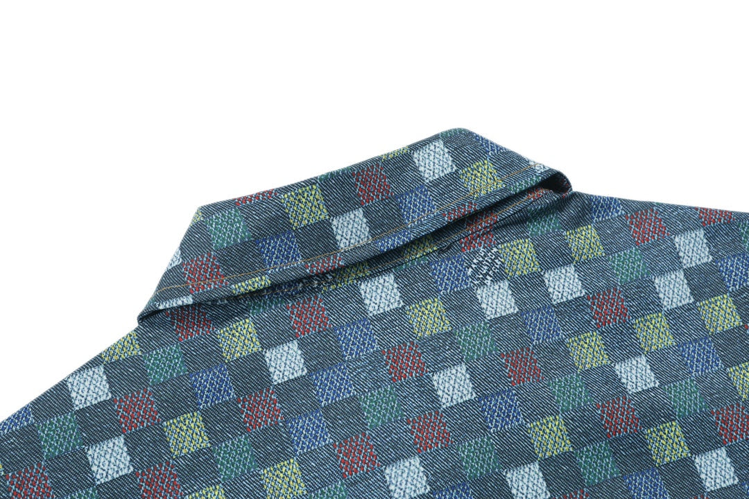 250520 New Mosaic color checkered jacquard T-shirt