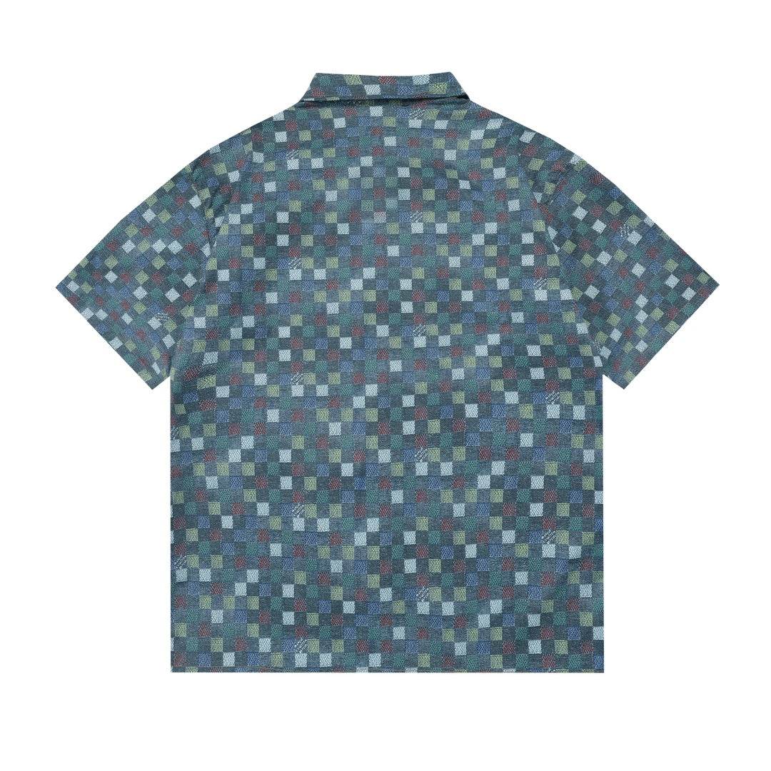 250520 New Mosaic color checkered jacquard T-shirt