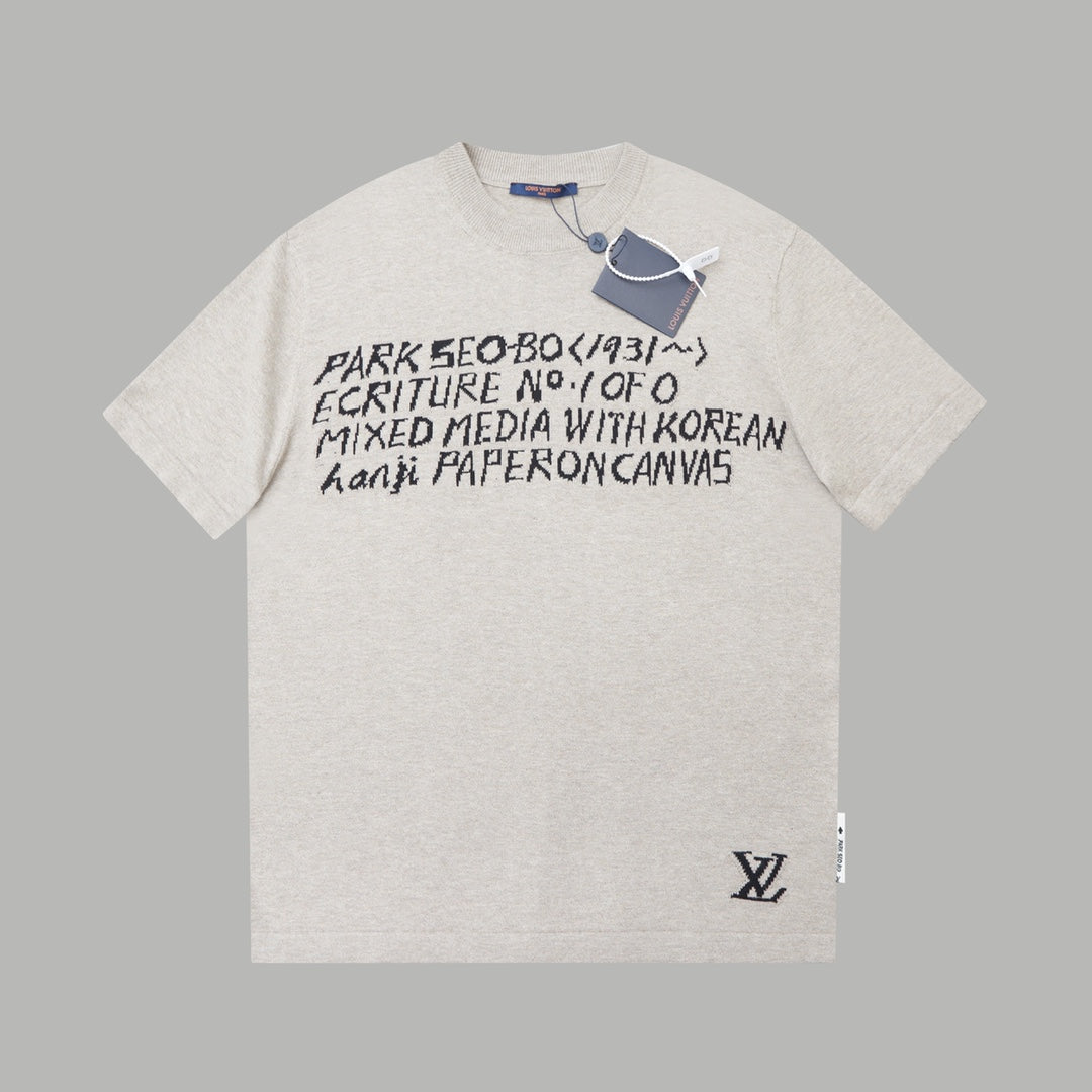 250527 New jacquard knitted letter T-shirt