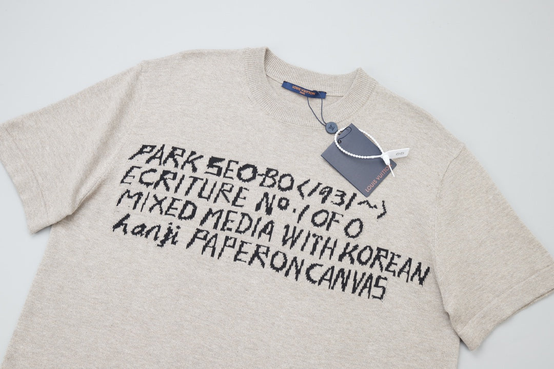 250527 New jacquard knitted letter T-shirt