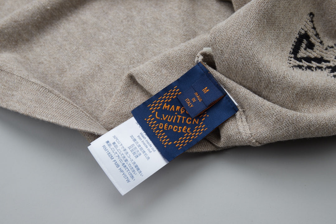 250527 New jacquard knitted letter T-shirt