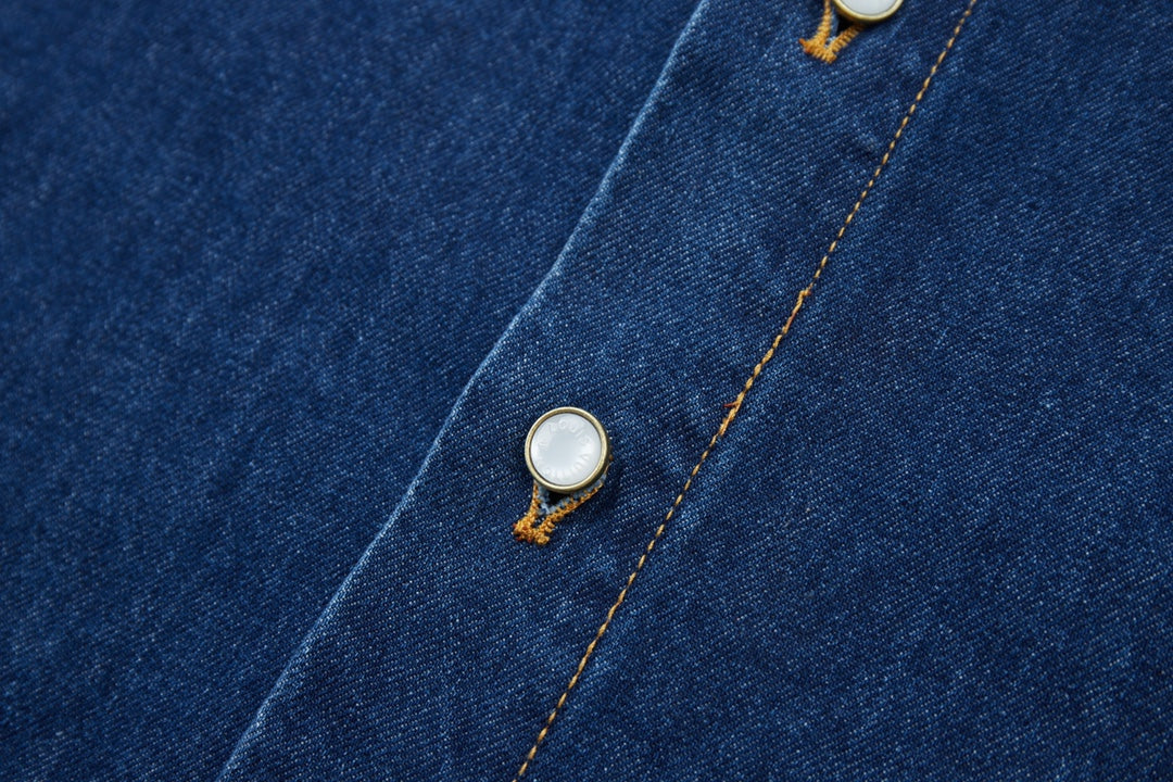 250527 New back flocking Earth denim waistcoat shirt