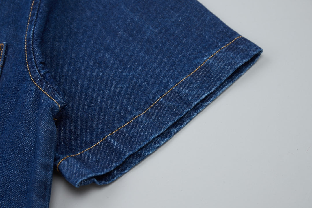 250527 New back flocking Earth denim waistcoat shirt