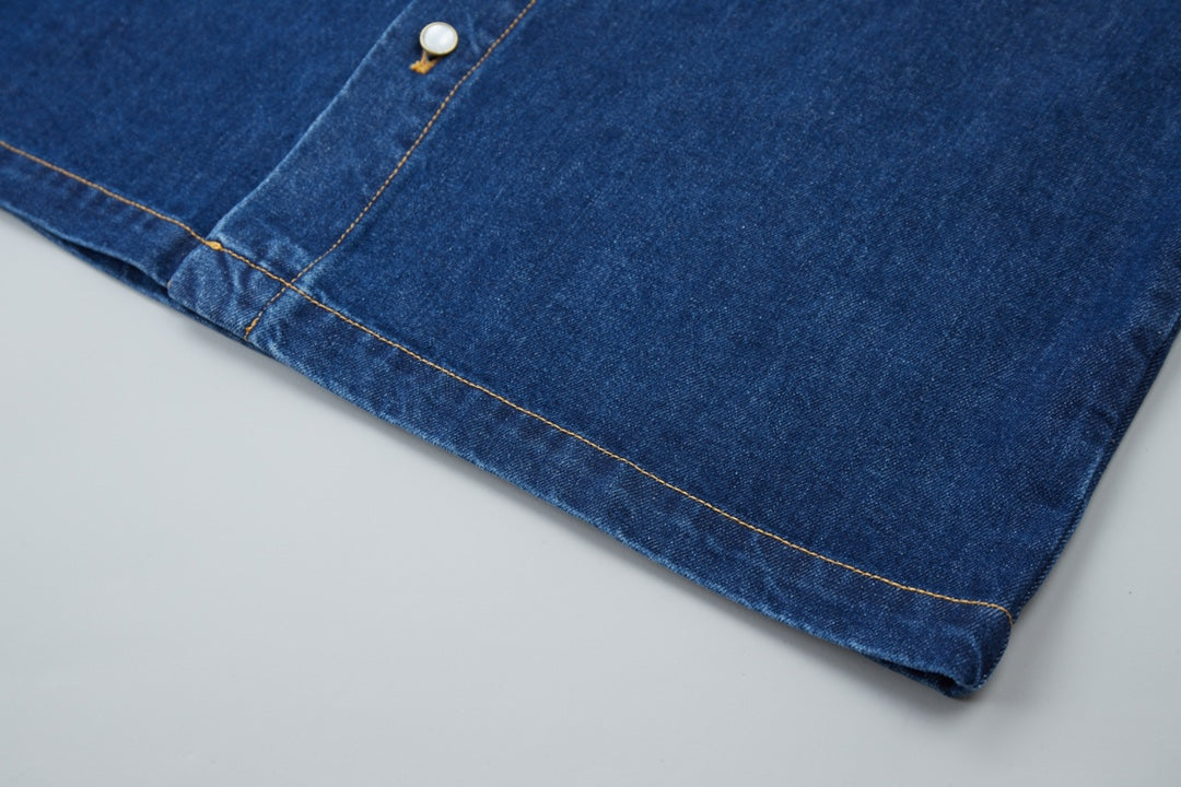 250527 New back flocking Earth denim waistcoat shirt