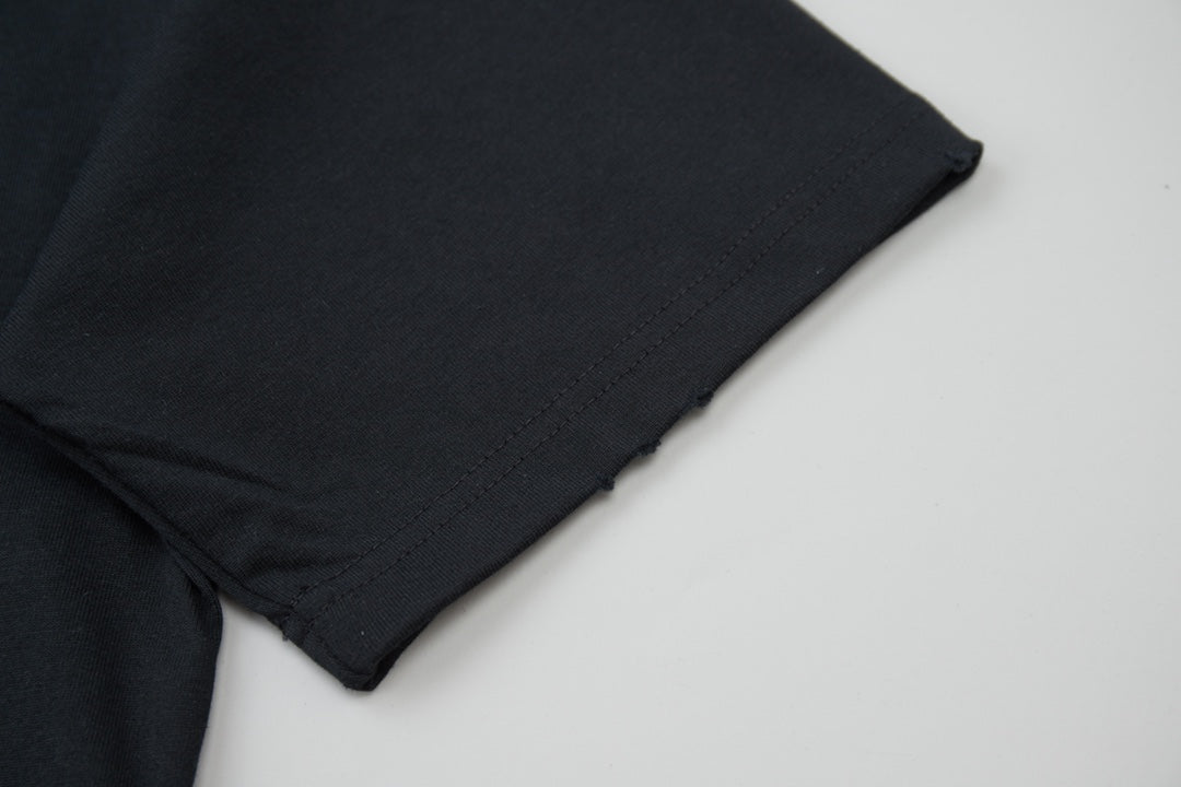 250527 New denim patchwork and embroidery T-shirt