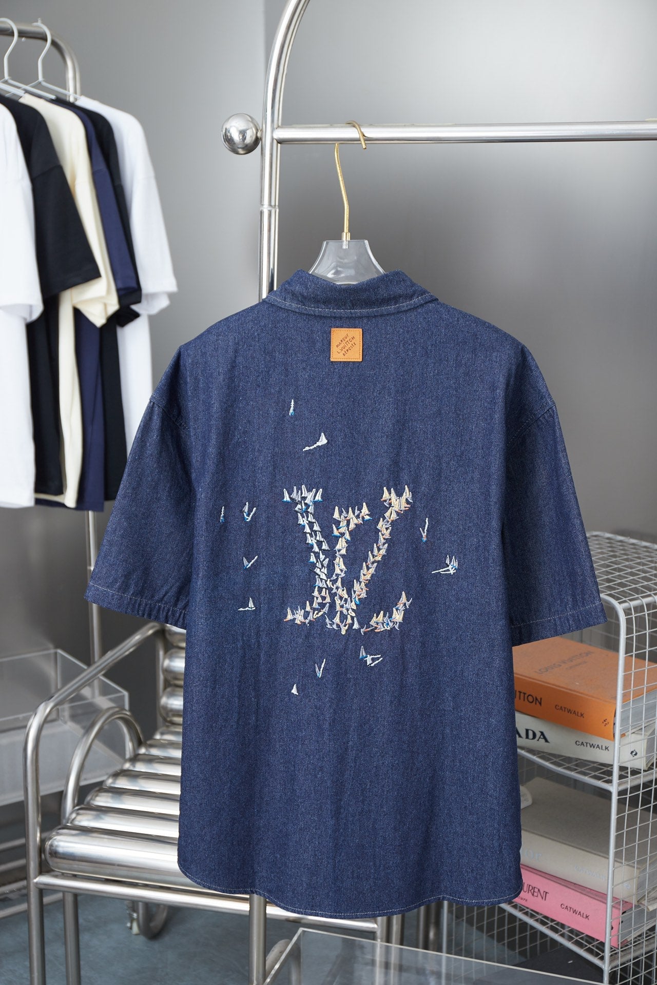 250604 New high-end letter embroidery denim shirt waistcoat