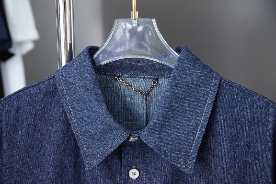 250604 New high-end letter embroidery denim shirt waistcoat