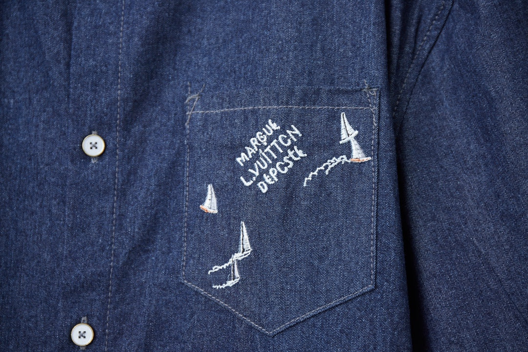 250604 New high-end letter embroidery denim shirt waistcoat