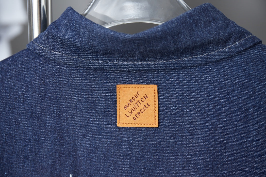 250604 New high-end letter embroidery denim shirt waistcoat