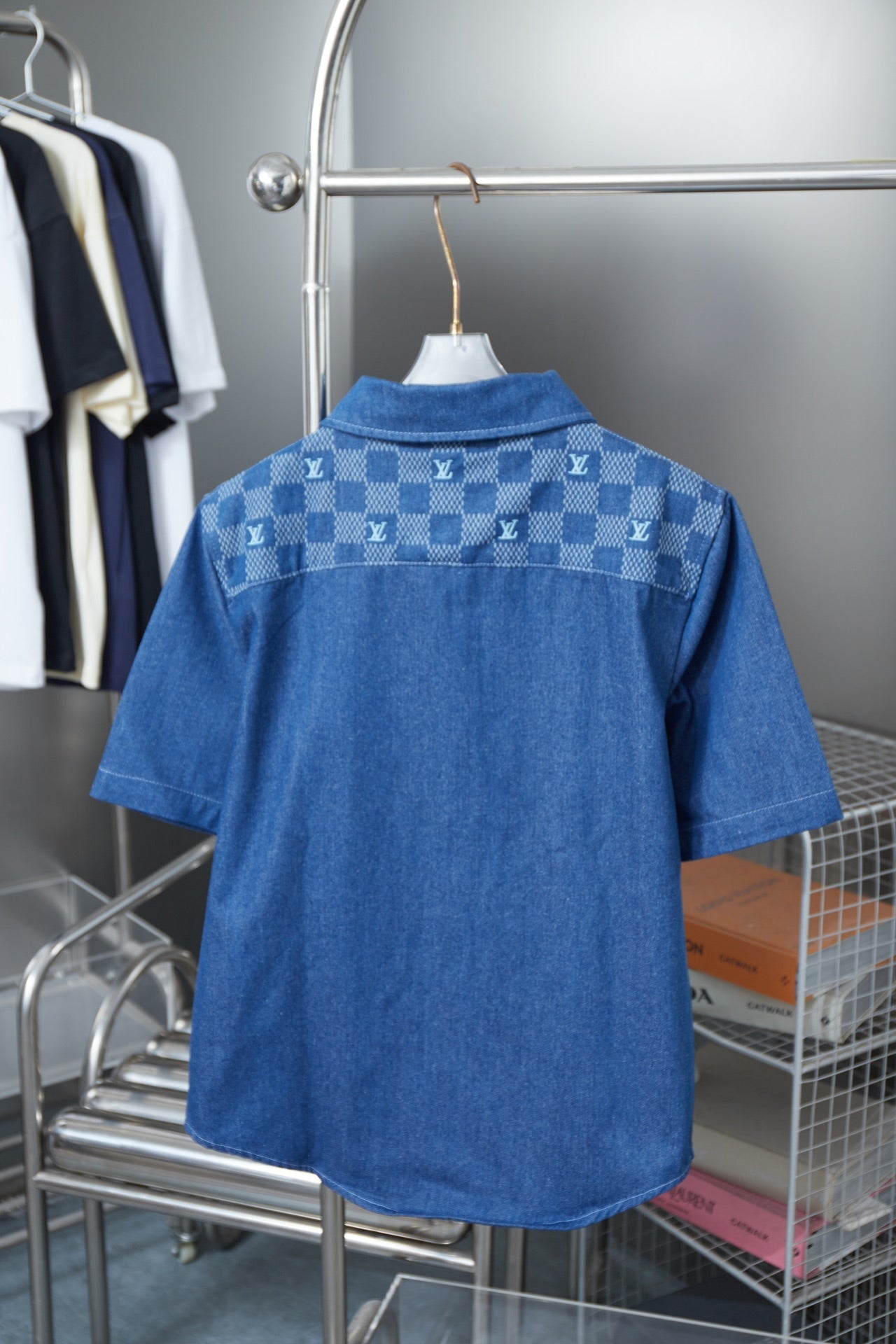 250604 New high-quality Mosaic checkered denim vest shirt