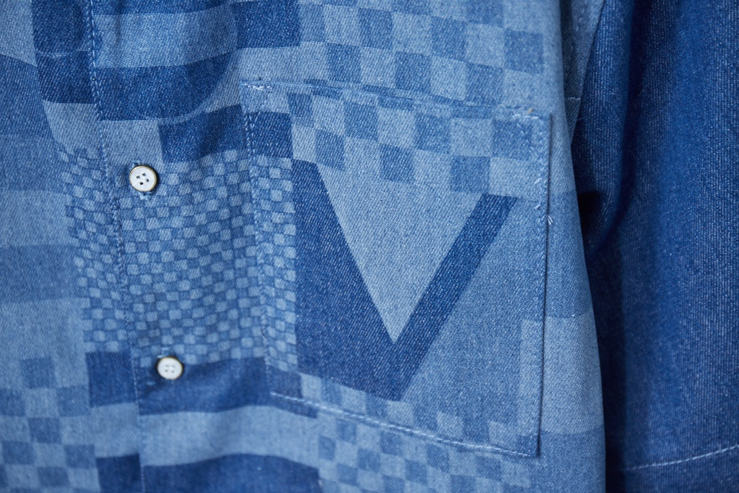 250604 New high-quality Mosaic checkered denim vest shirt