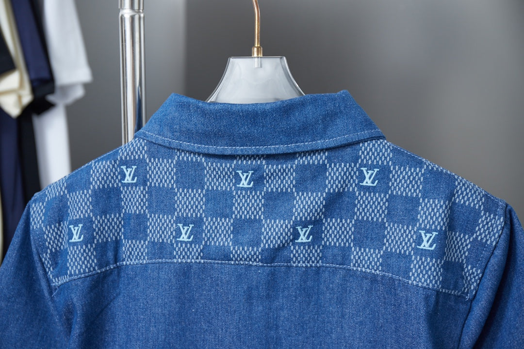 250604 New high-quality Mosaic checkered denim vest shirt