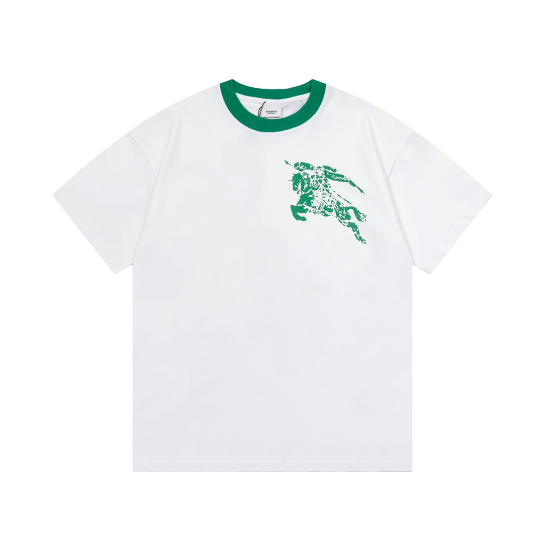 250604 New high-quality spliced collar warhorse T-shirt