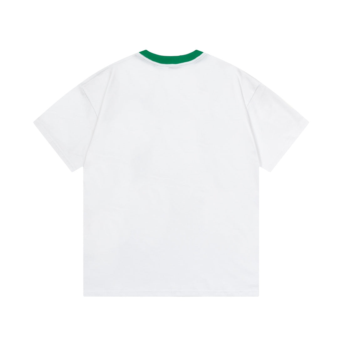 250604 New high-quality spliced collar warhorse T-shirt