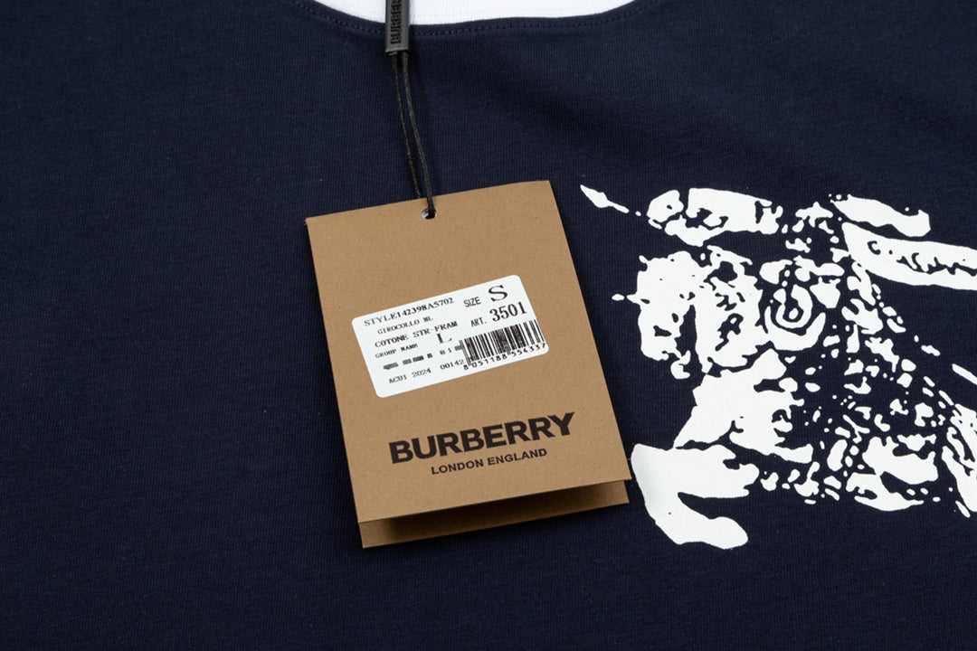250604 New high-quality spliced collar warhorse T-shirt