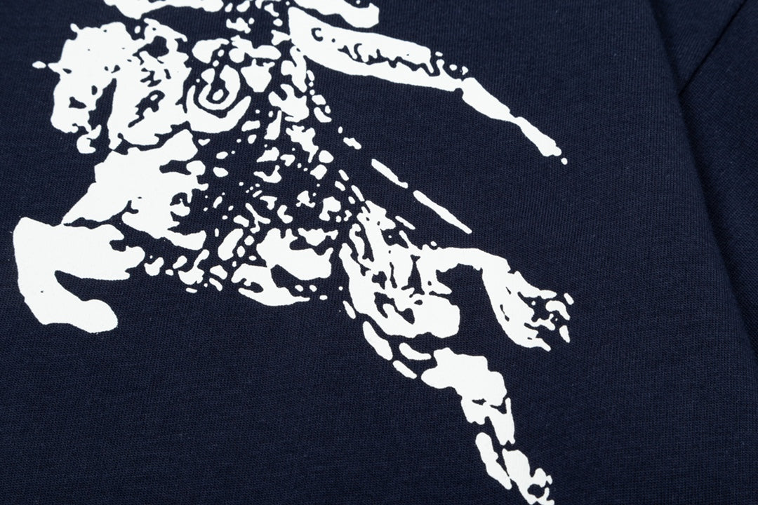 250604 New high-quality spliced collar warhorse T-shirt