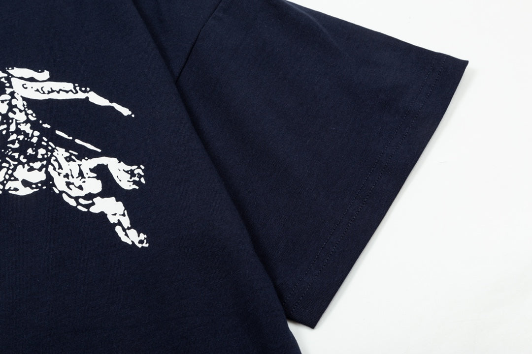 250604 New high-quality spliced collar warhorse T-shirt