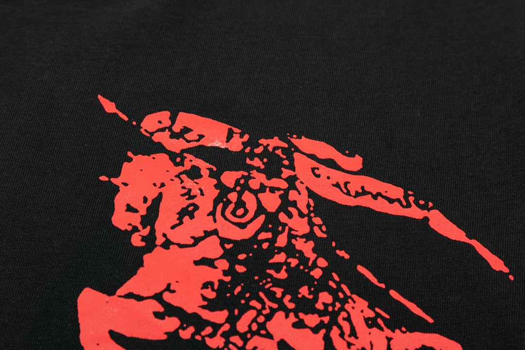 250604 New high-quality spliced collar warhorse T-shirt