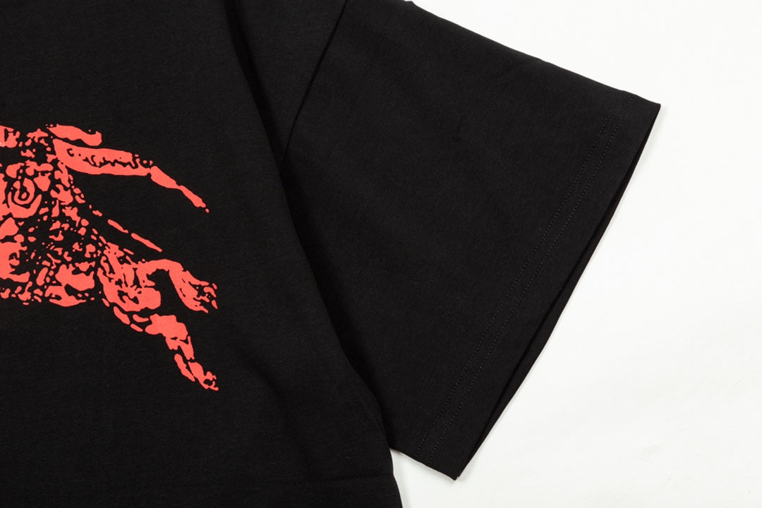 250604 New high-quality spliced collar warhorse T-shirt