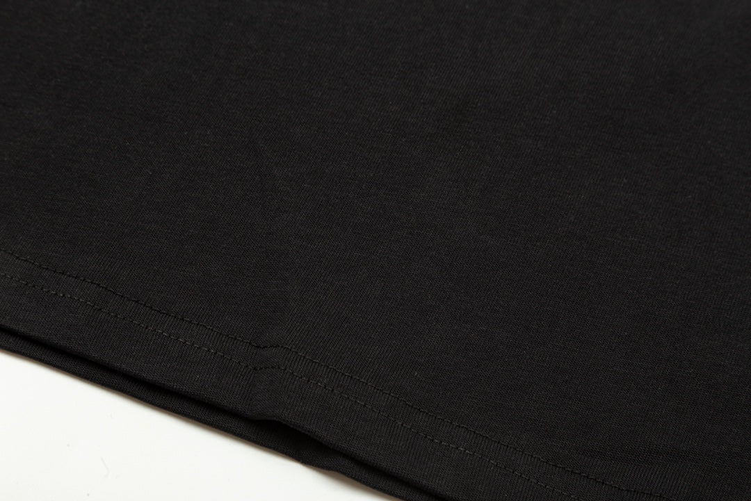 250604 New high-quality spliced collar warhorse T-shirt