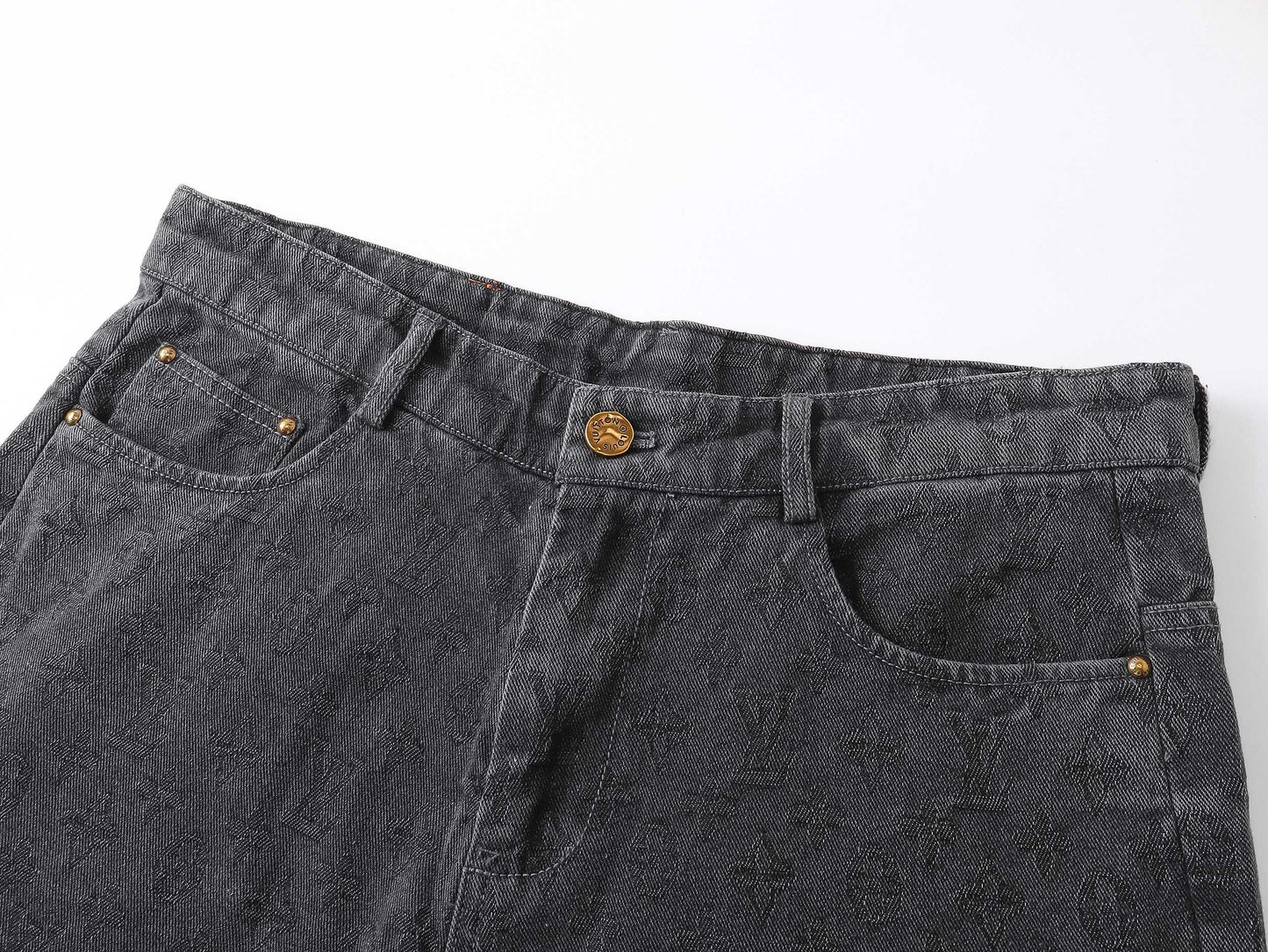 250604 New dark-patterned full-print jacquard denim shorts