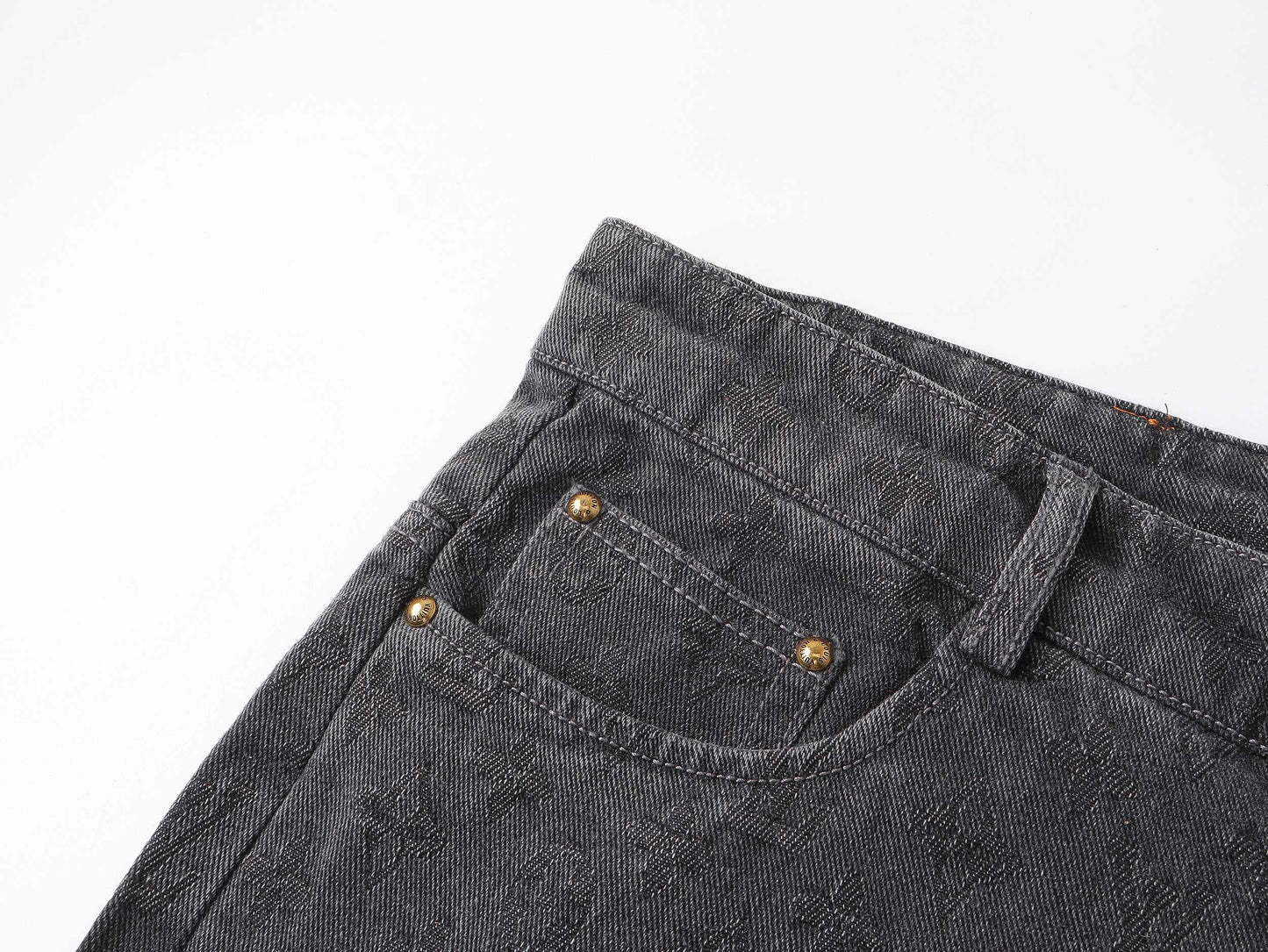250604 New dark-patterned full-print jacquard denim shorts