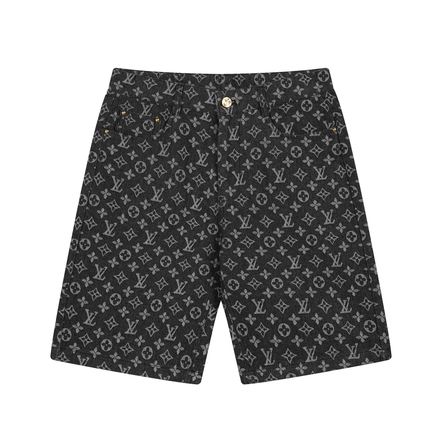 250604 New dark-patterned full-print jacquard denim shorts
