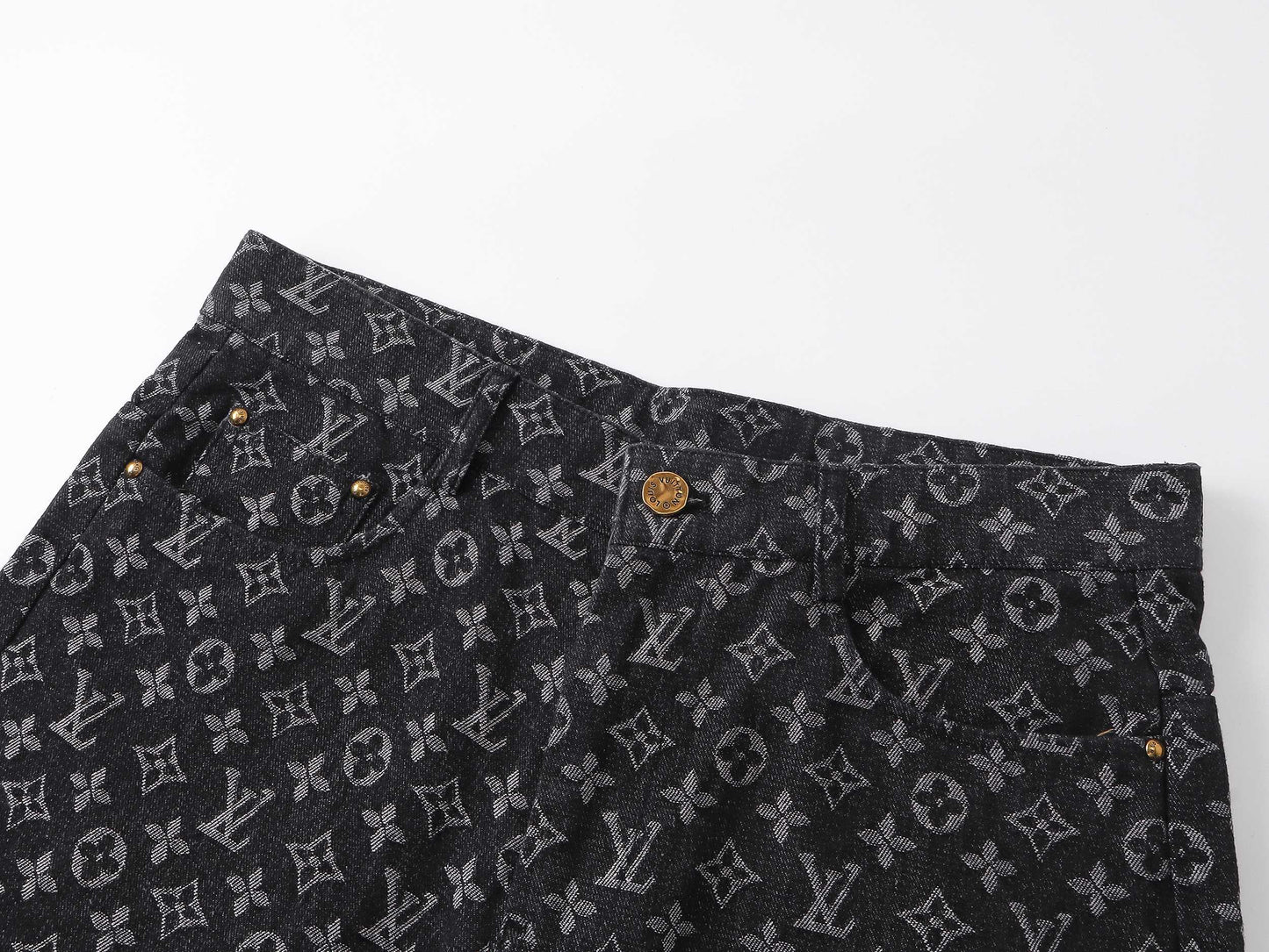 250604 New dark-patterned full-print jacquard denim shorts