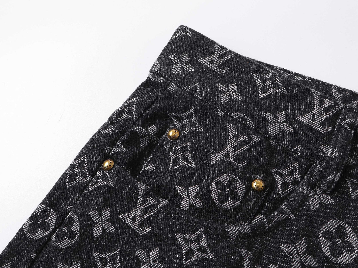250604 New dark-patterned full-print jacquard denim shorts