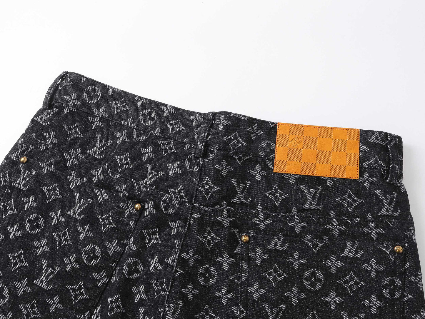 250604 New dark-patterned full-print jacquard denim shorts